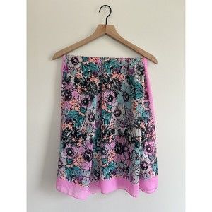 Women's Fun Bright Pink, Teal and Orange Floral Large Square  Scarf